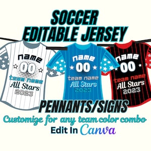 Soccer Team Banner Personalized, Customize Any Color Combo, Sports Jersey Pennants, Editable DIY Banner In Canva, Team Mom Printables