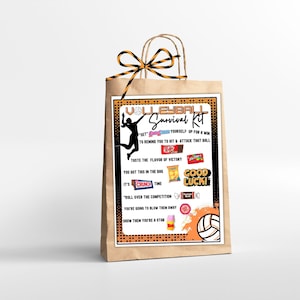 Volleyball Survival Kit, Orange Volleyball Teams, Survival Kits,  Printables, Instant PDF Download, Good Luck Favor, Volleyball Party Favor