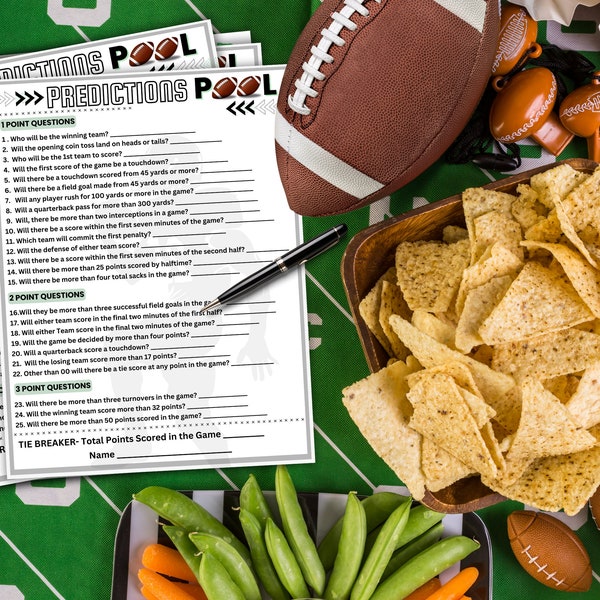 Football Game Predictions Game, Footbal Party, Prop Pool Game, Sunday Football Game, Adult Games, Hostess Party Printables, Instant Download