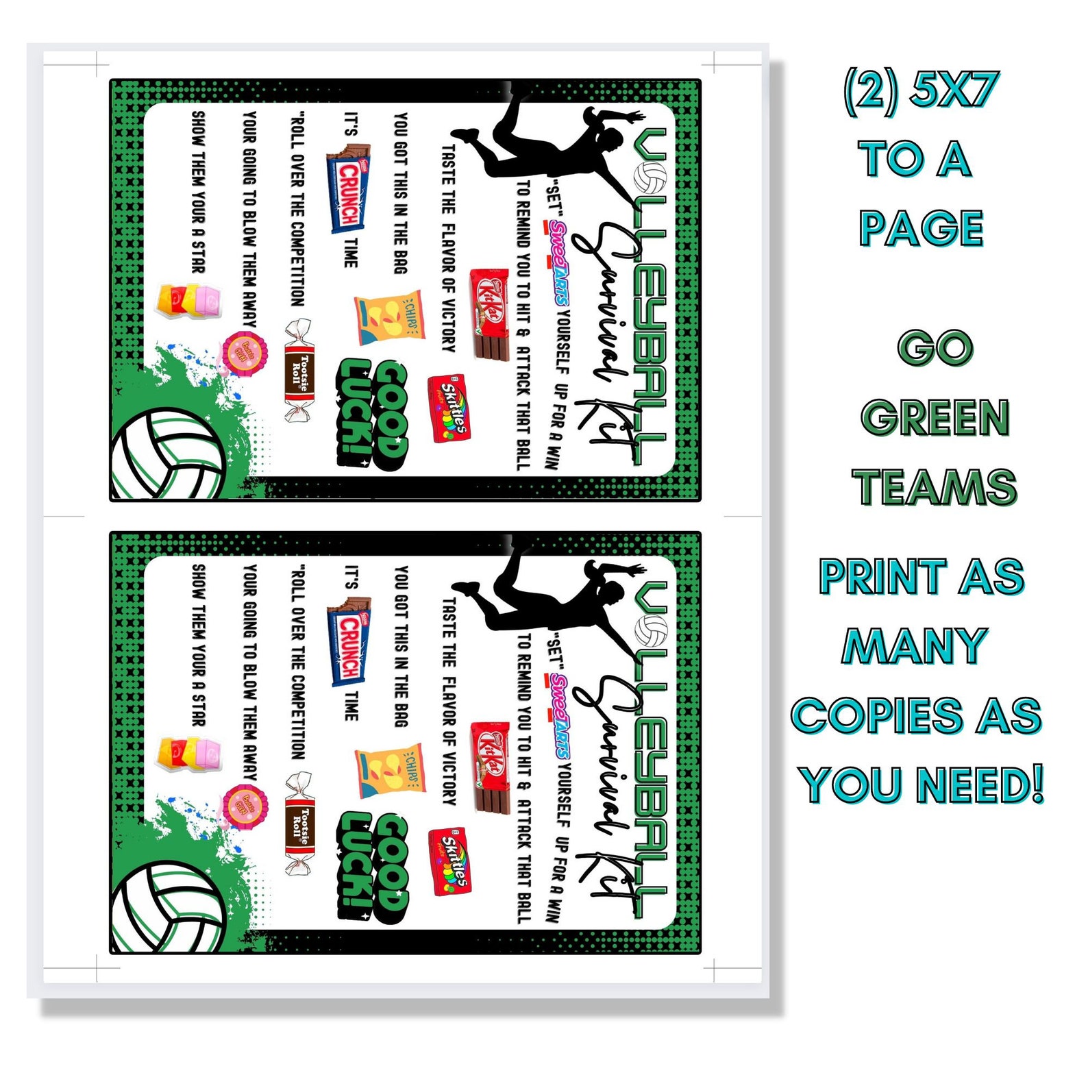 Volleyball Survival Kit Green Volleyball Teams Survival Etsy