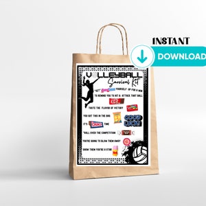 Volleyball Survival Kit, Black & White, Survival Kits, Volleyball Printables, Volleyball Gifts, Personalized Volleyball Team Gifts, Download
