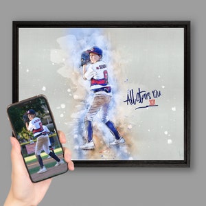 Custom Sketch Painting From Photo, Baseball Player Gift, Sports Art Digital File, Portrait Personalized, Custom Illustration Sketch Effect