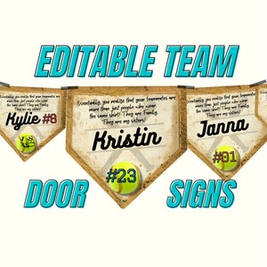 Softball Girls Team Hotel Door Signs, Customizable & Editable Party Favors, Motivational Sentimental Quote Sign, Travel Team Printable