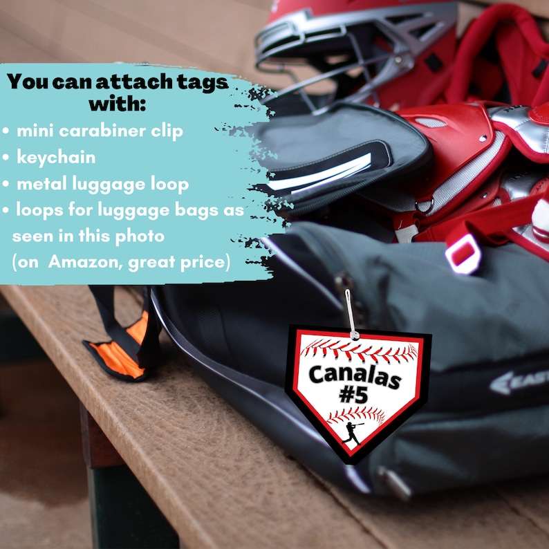 Baseball Sports Bag Tag Personalized Custom Sports Bag Tags Etsy