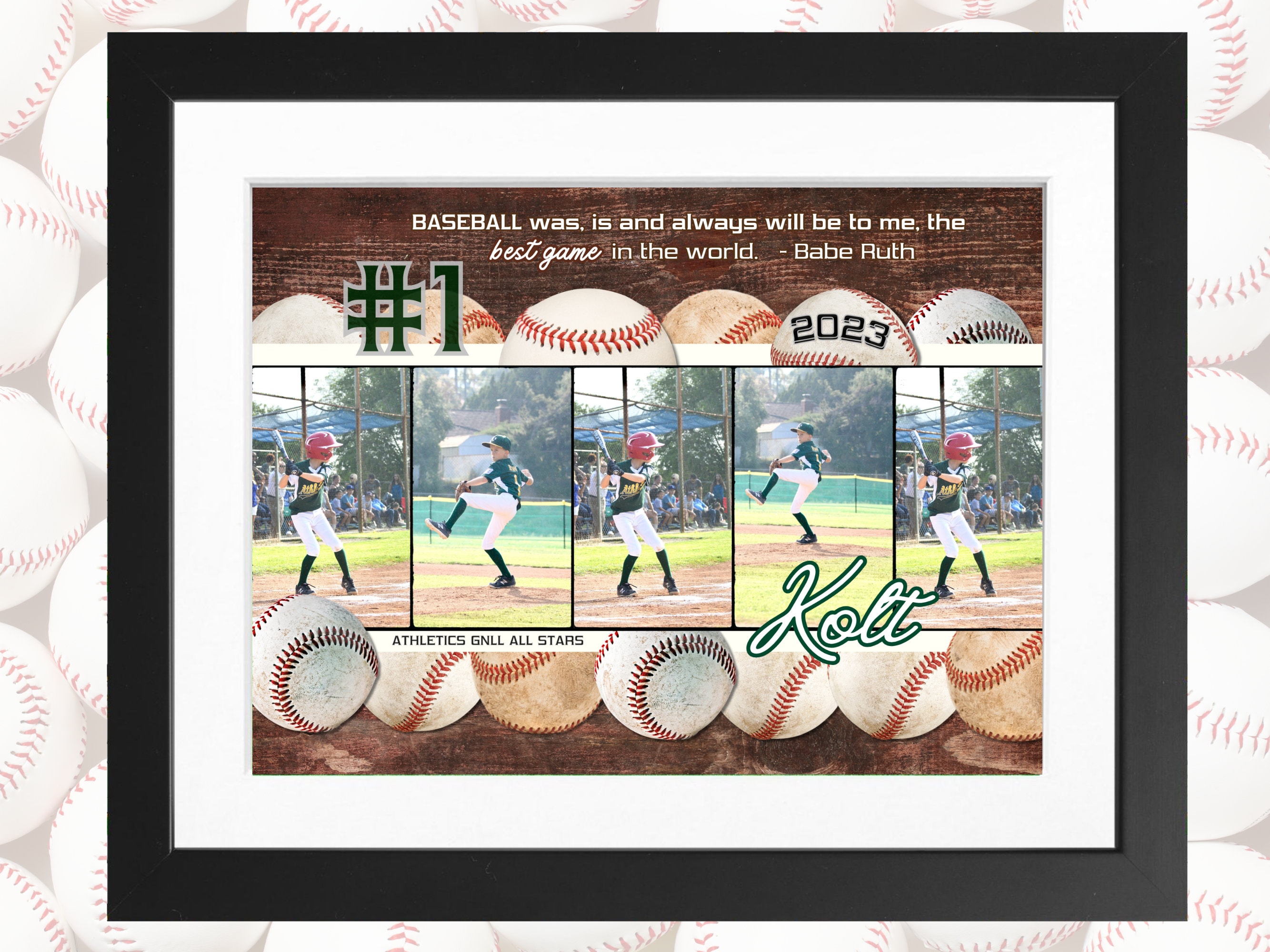 Baseball Photo Collage Canva Template Personalized, Gift for Coach ...