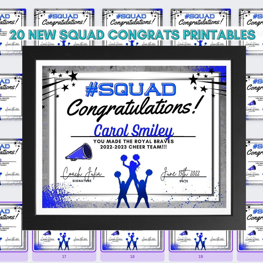 Congratulations You Made the Cheer Team Squad Printable Certificates