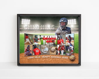 Baseball Senior Gift, Banner, Banquet Ideas, Team Gifts For Coach  8x10 Collage of Your High School Baseball Player, Custom Digital File