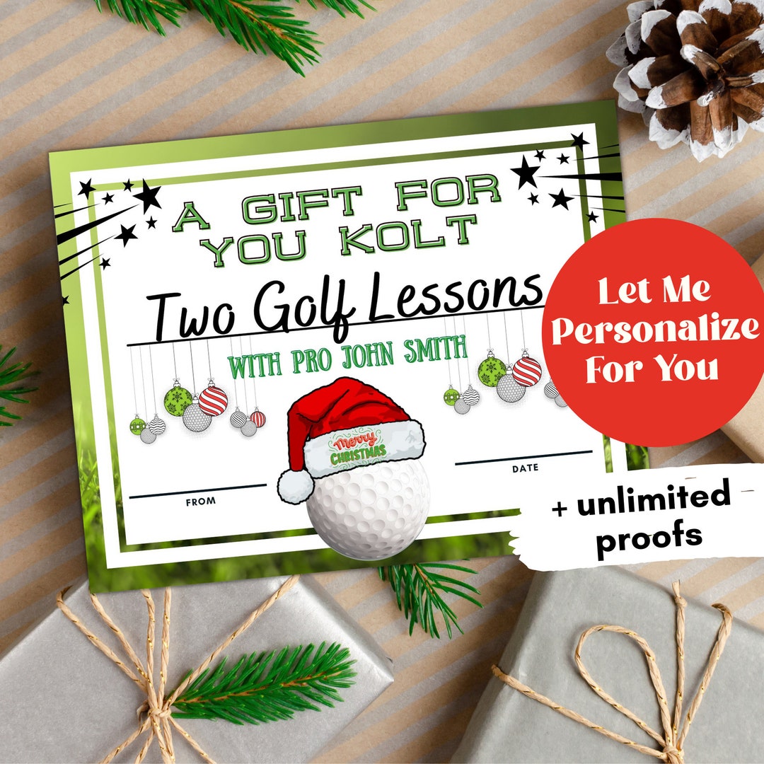 Golf Gift Certificate Holiday Design, Printable Christmas Gift ...