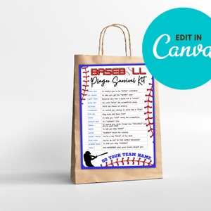 Editable Baseball Survival Kit, Red & Black, Player and  Coach Survival Kits, Baseball Printables, Edit In Canva, Good Luck Party Favor