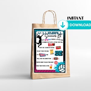 Volleyball Survival Kit, Teal & Pink, Survival Kits, Volleyball Printables, Volleyball Gifts, Personalized Volleyball Team Gifts, Download