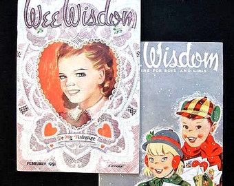 Two Valentine Issues of Wee Wisdom Magazine for Children February 1951 1952