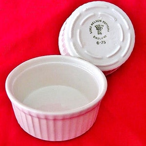 Set of Two 3.5&quot; Lord Nelson Pottery Small Custard Crème Brûlée Soufflé Cups or Dishes Made in England