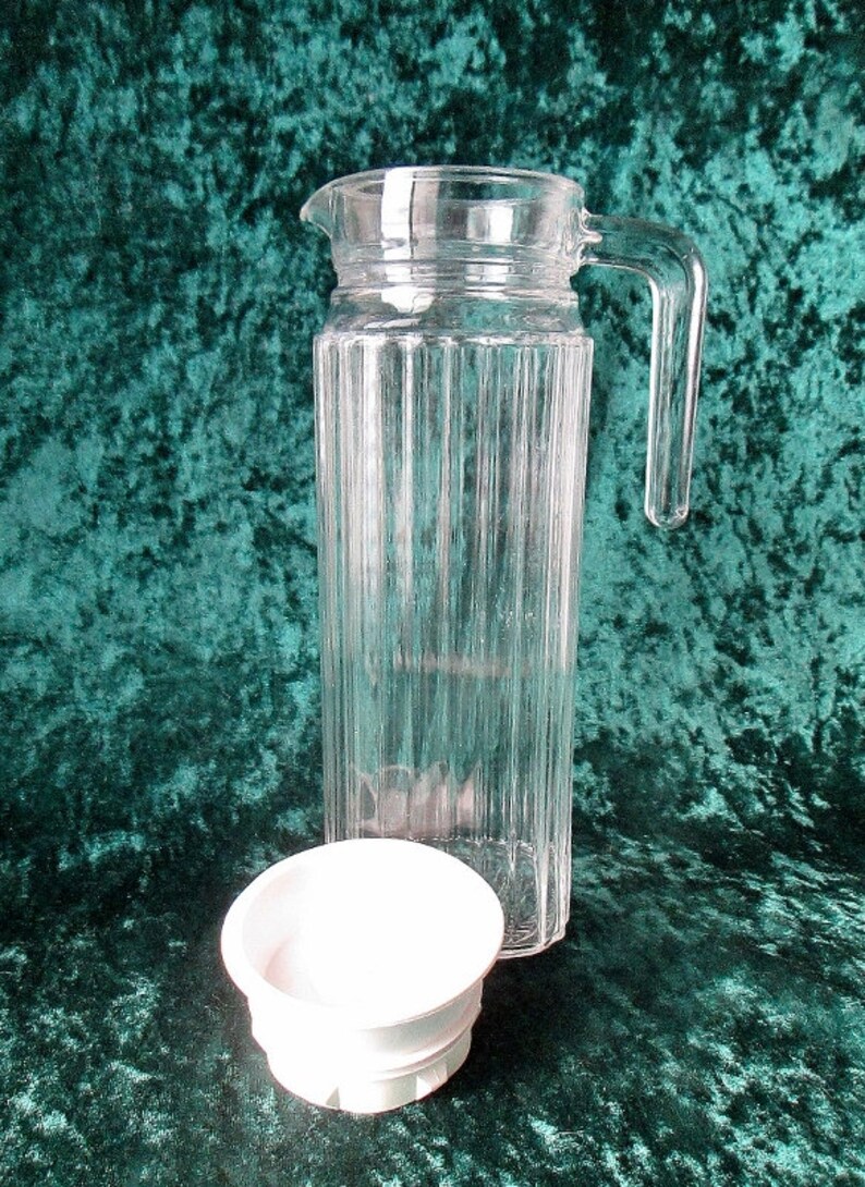 Arc / Arcopal Ribbed Glass Refrigerator Pitcher With Lid Made Etsy