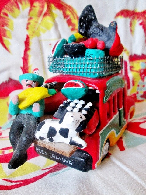Vintage Humorous Mexican Folk Art Pottery Bus - Etsy