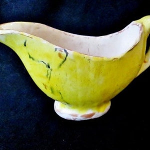 Yellow Oaxaca Mexico Dripware Pottery Gravy Boat c. 1930s