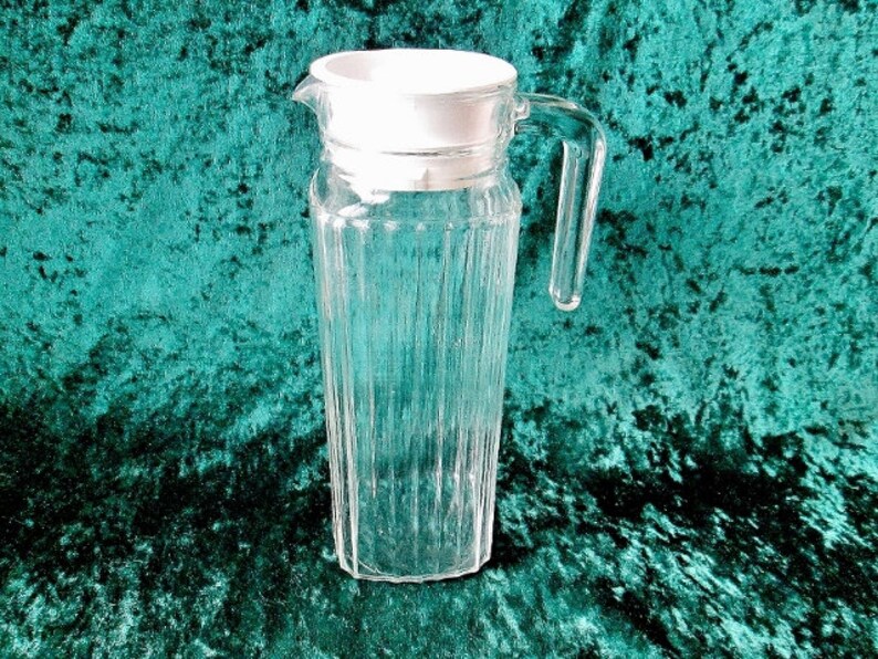 Arc / Arcopal Ribbed Glass Refrigerator Pitcher With Lid Made Etsy
