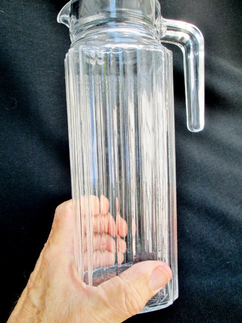 Arc / Arcopal Ribbed Glass Refrigerator Pitcher With Lid Made Etsy