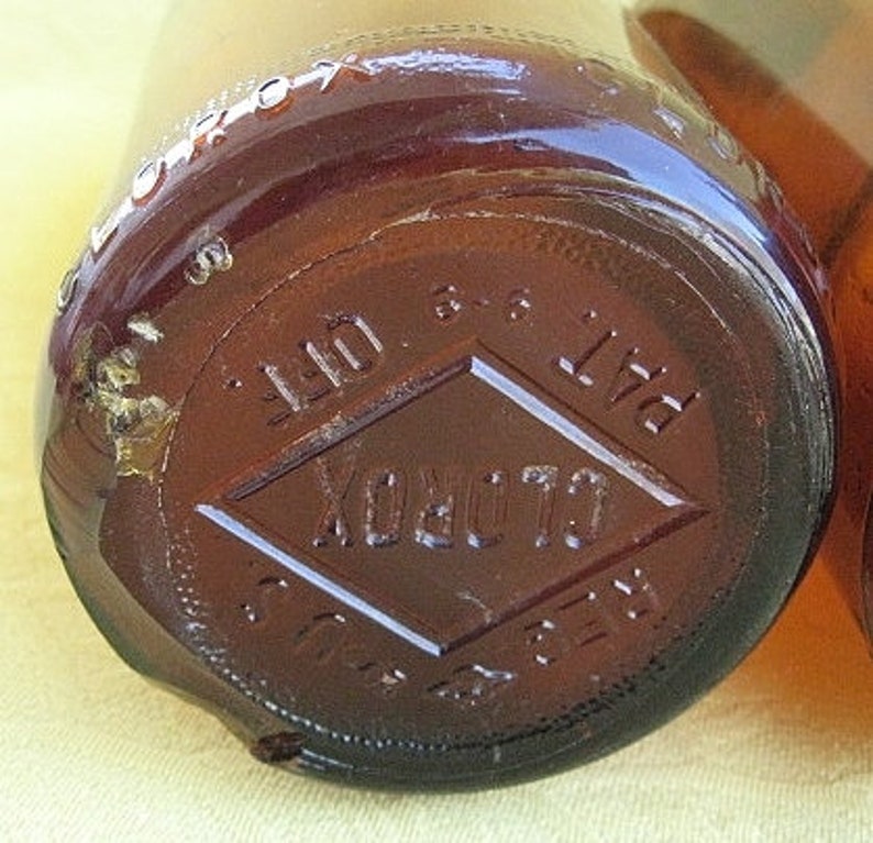 Two Vintage 32 Oz Brown Glass Bleach Bottles Purex & Clorox Etsy