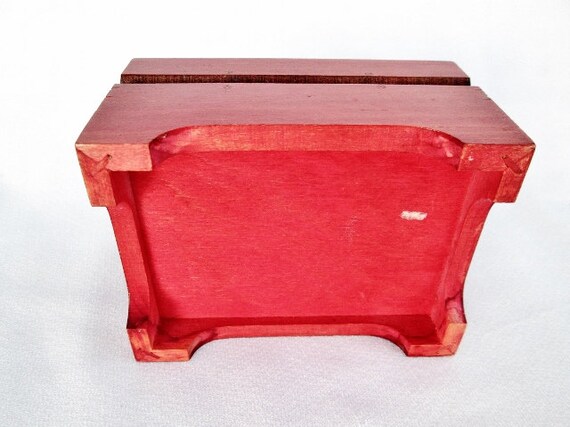 Vintage Handcrafted Red Wooden Trinket / Dresser … - image 7