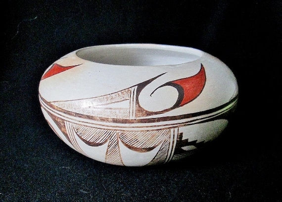 Signed Nancy Lewis Hopi Polychrome Pottery Bowl or Vase