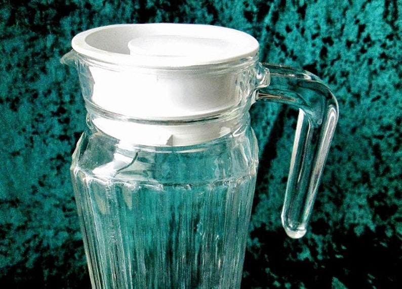 Arc / Arcopal Ribbed Glass Refrigerator Pitcher With Lid Made Etsy