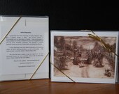 Fresh Sign, etching, Art work of Hunters with dogs, boxed fine art note cards