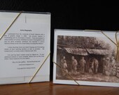Deer Hunters, boxed fine art note cards, etching of deer hunters and dog with deer, printmaking