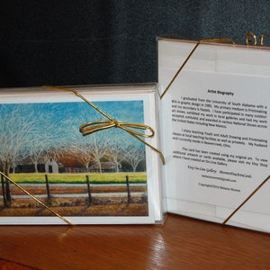 Winter Wheat, color Monotype , Boxed fine art boxed note cards, Fall farm landscape with barn, Barn landscape image 1