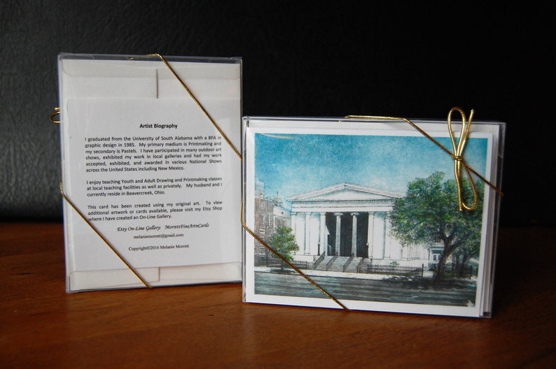 Government Street Presbyterian Church, Boxed Fine Art Note Cards, color monoprint etching, Religious art image 1