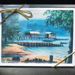 May Day Beach, Eastern Shore of Mobile Bay à Daphne, Alabama, Cartes de notes d’art en boîte, Eastern Shore Art, Cartes de notes de plage,
