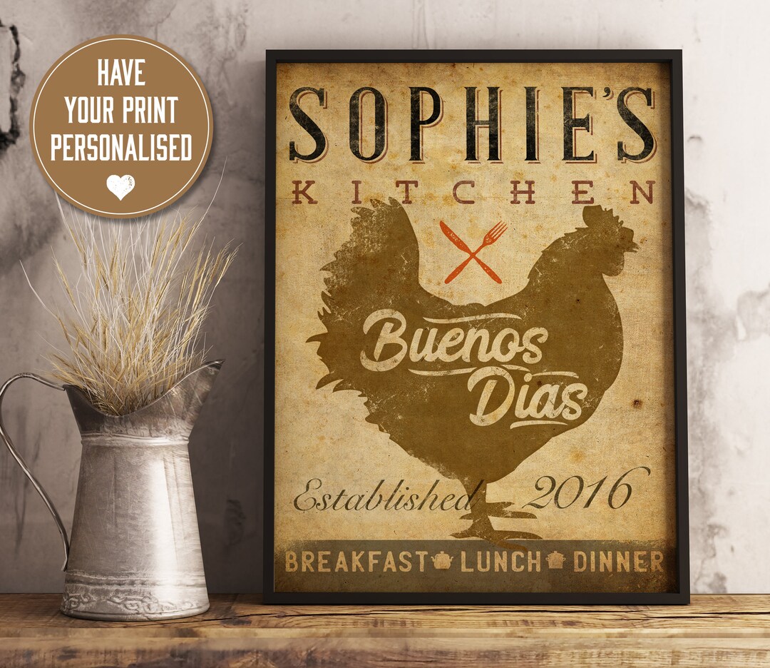 Personalised Kitchen Gift, Chicken Art, Kitchen Sign, Chicken Sign ...