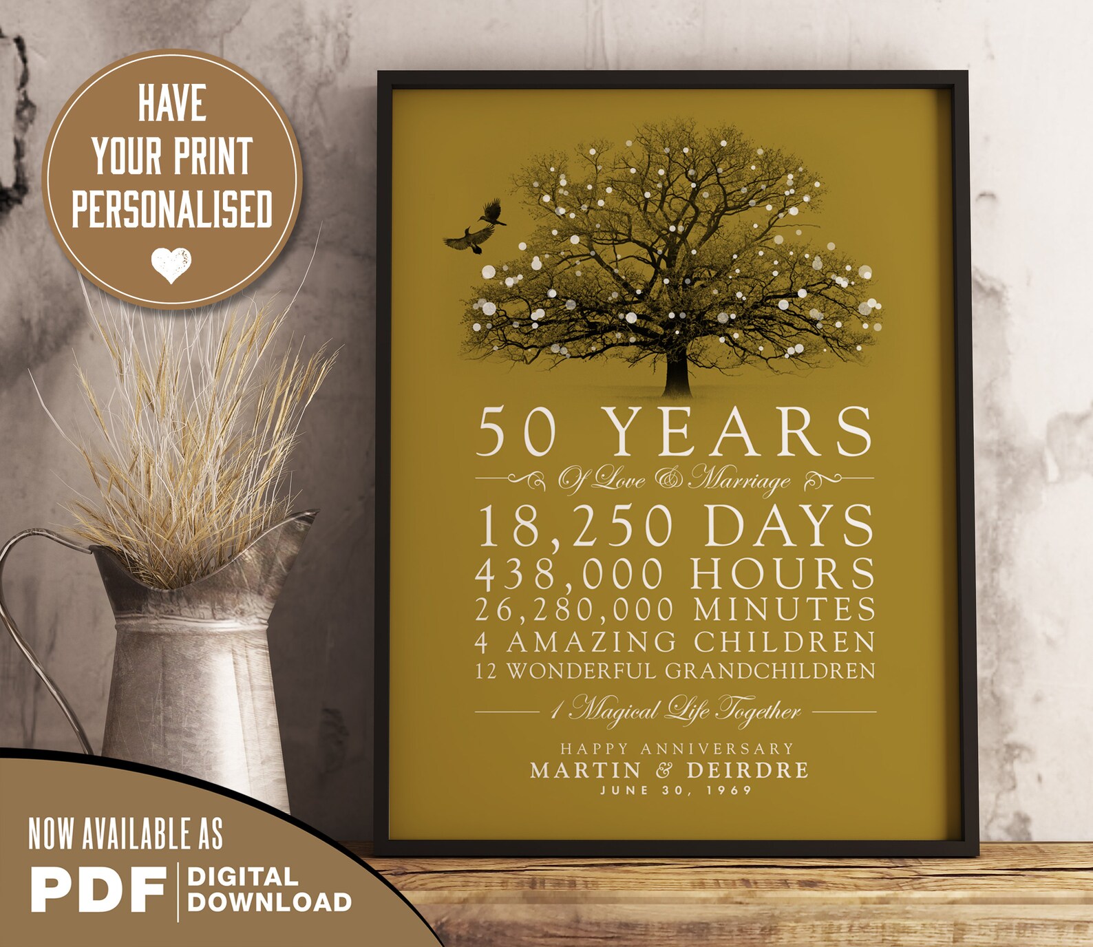 50th Wedding Anniversary Gift Personalised 50th Anniversary Etsy UK