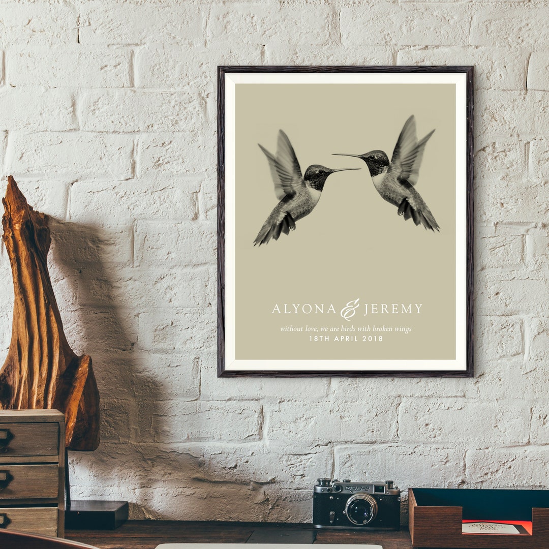 Love Birds Print, Hummingbird Print, Personalised Couples Print, Love ...