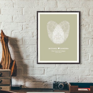 personalised Fingerprint heart print, One Love, One Heart, Fingerprint heart, Couples print, engagement, wedding, anniversary, UNFRAMED