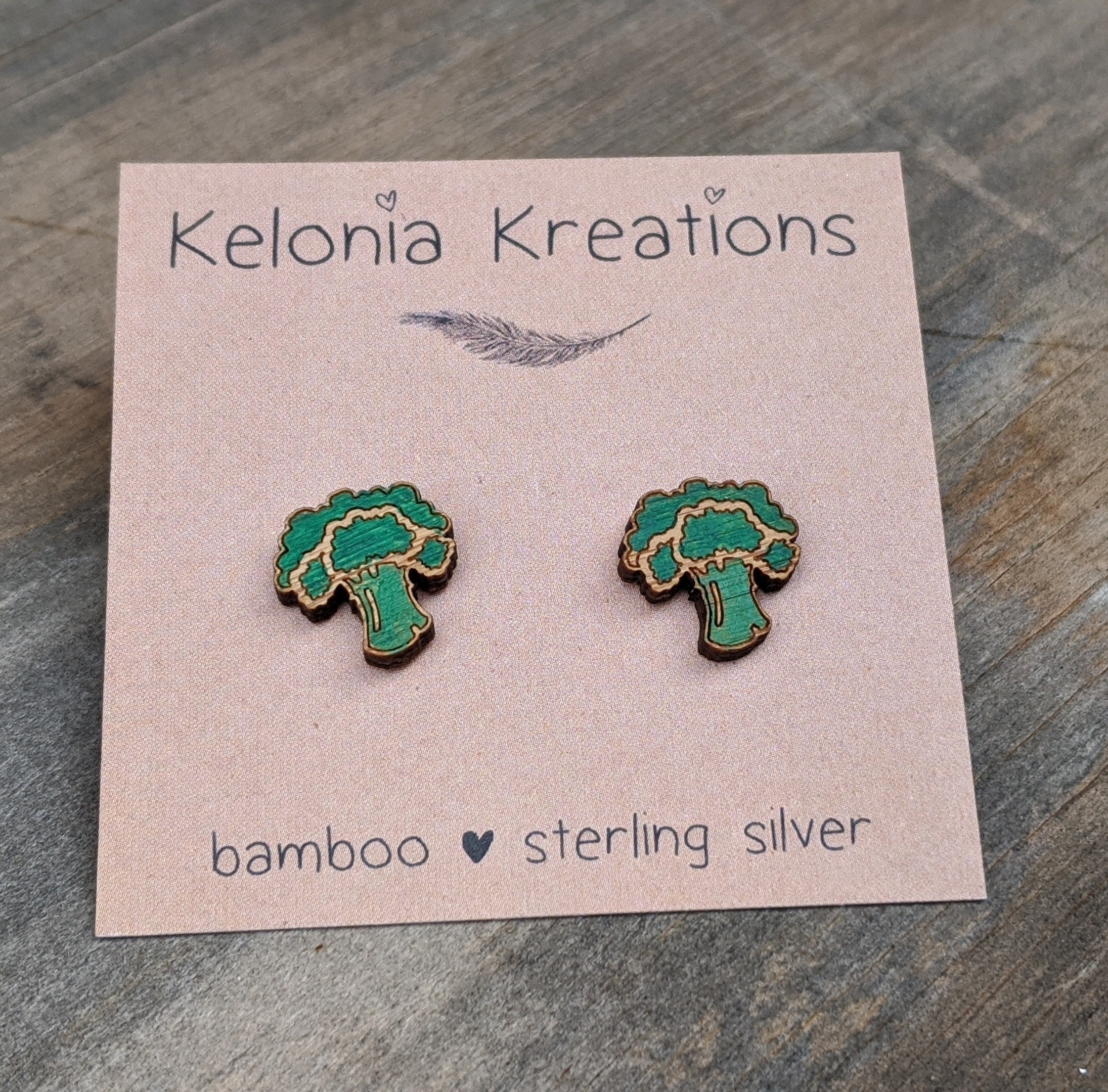 Hand Painted Wooden Broccoli Studs / Stud Earrings / Etsy