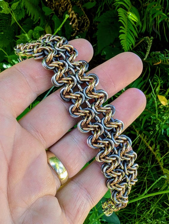 Byzantine Chain Chainmail Bracelet 925 Sterling Silver 14k
