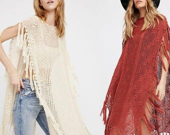 Crochet poncho PATTERN, detailed tutorial in ENGLISH for every row with charts, beach boho lacy crochet poncho PATTERN, designer crochet top