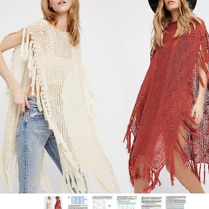Crochet poncho PATTERN, crochet top written in ENGLISH for every row, with chart. Download Pdf from https://favoritepatterns.com if sold out