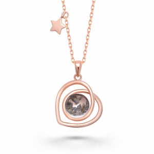Authentic Mars Meteorite Fragment Heart Series Necklace (From Martian Meteorite NWA 6963)--18K Rose Gold