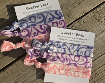 Hair Elastics, Nylon Hair Ties, Stretchy Ponytail Holders, Handmade Hair Accessories - Swirls