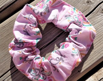 Scrunchie / Hair Accessory / Ponytail Holder - Pink Print