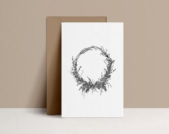 Illustrated postcard - Fern // Adiantum Capillus - Drawing by hand - limited edition and numbered - monocotylédone