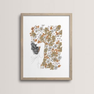Illustration Echinacea, Affiche A4, Tirage limité et numéroté Réalisée à la main, à l'encre de chine et pastel cire, monocotylédone image 1
