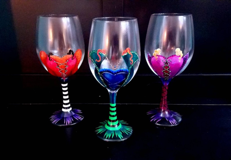 Hocus Pocus Halloween Elegant Wine Glass Set of 3