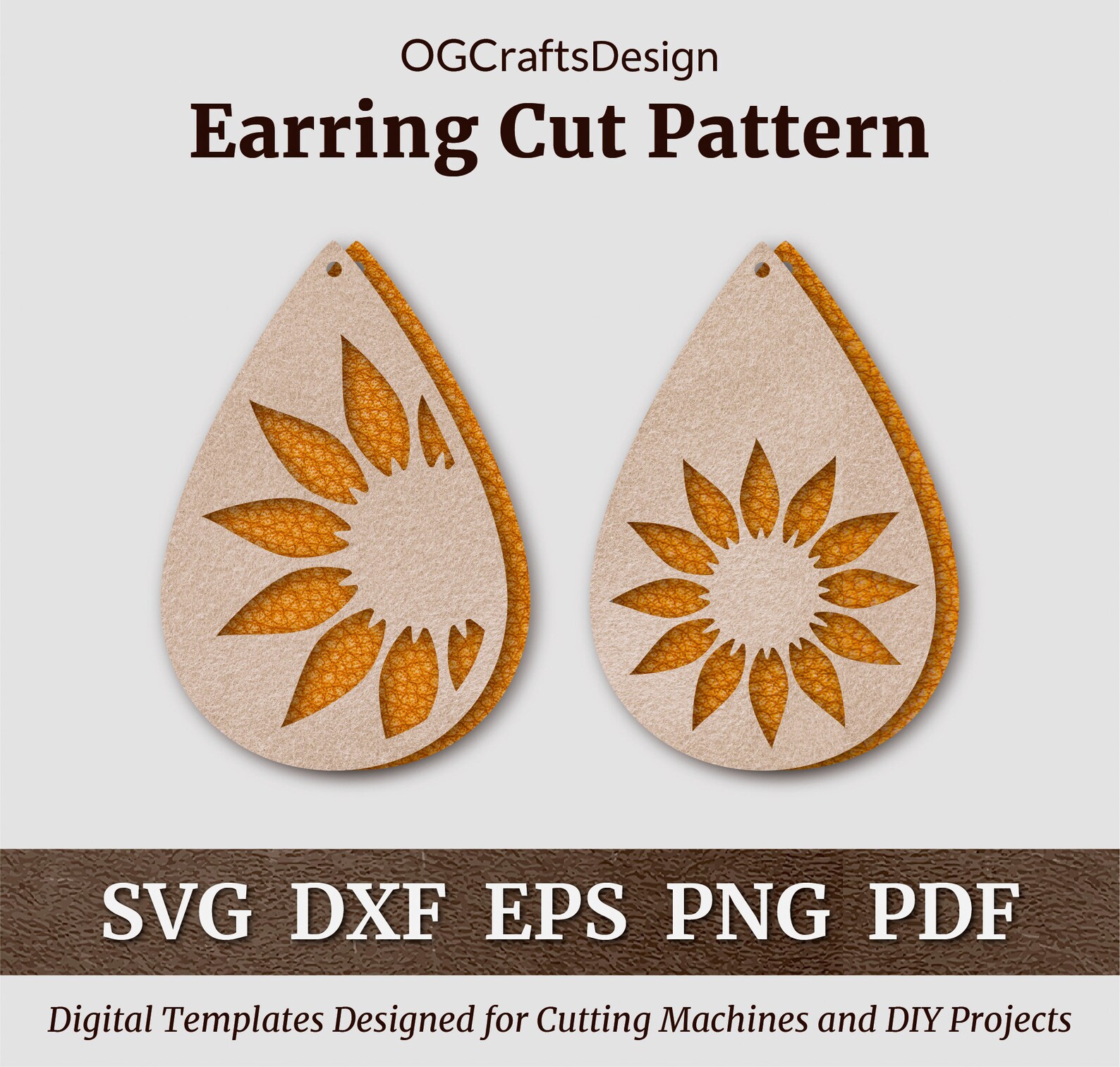 Sunflower Earring SVG Bundle Faux Leather or Wooden Earring Etsy