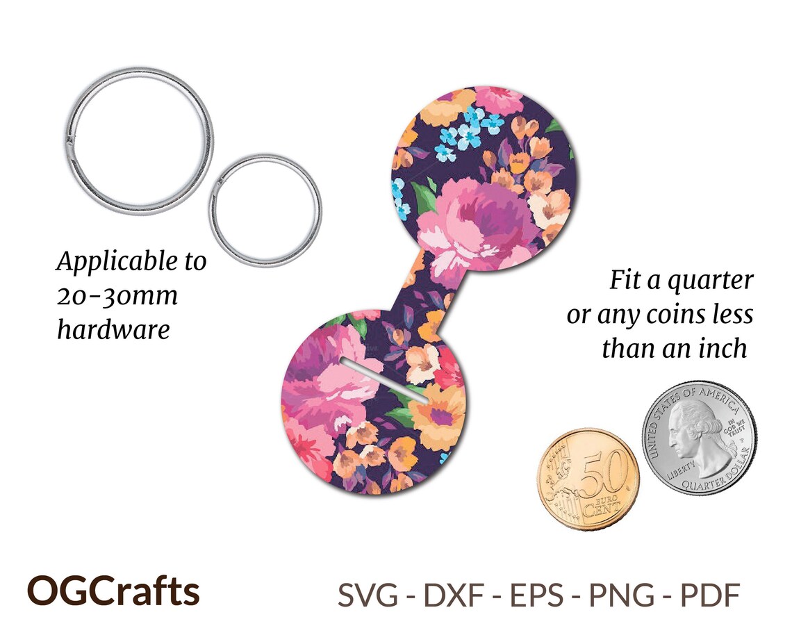 Coin Holder SVG Quarter Keeper Template Keychain Coin Purse Etsy