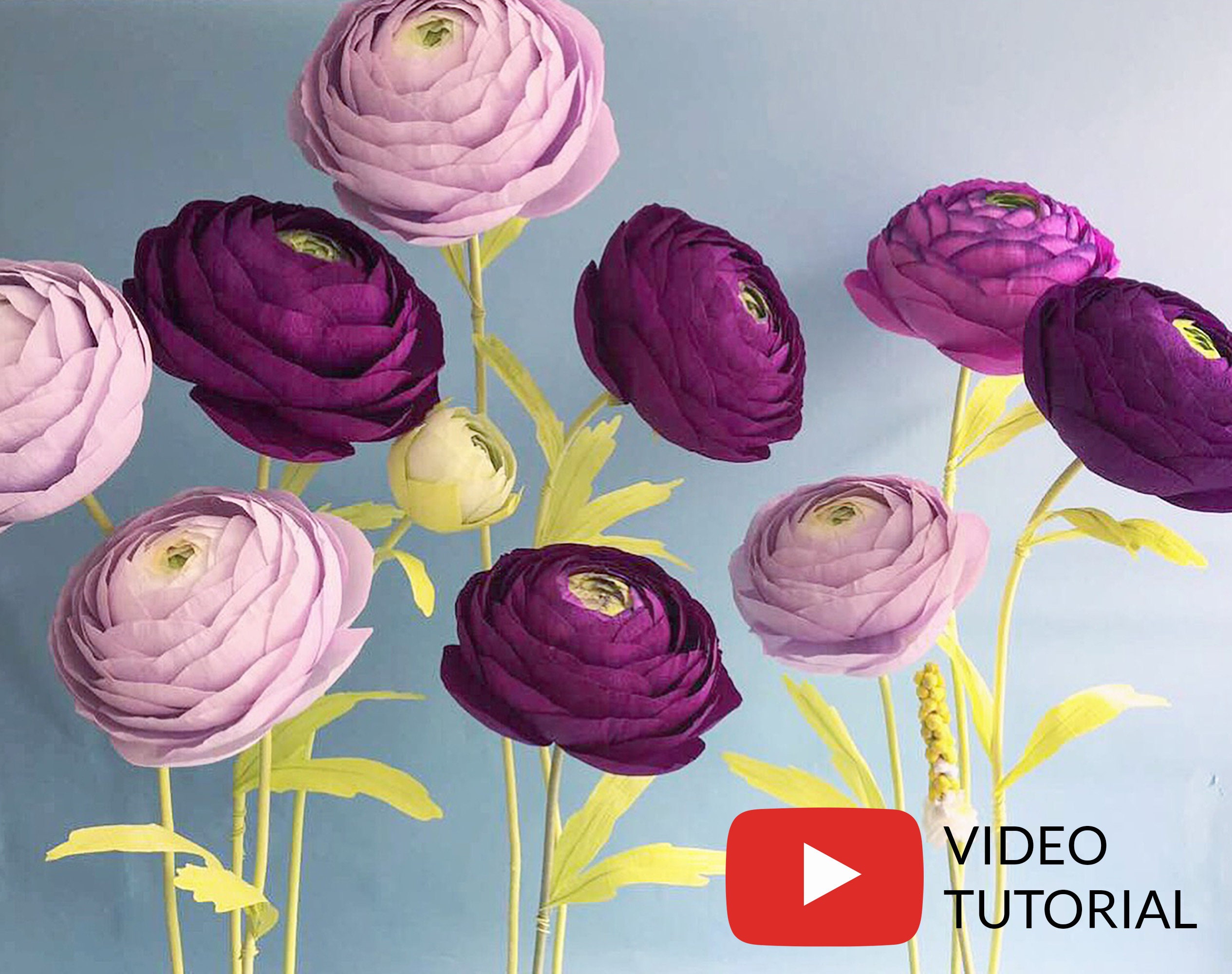 Giant Crepe Paper Flower Template Video Tutorial Large Etsy