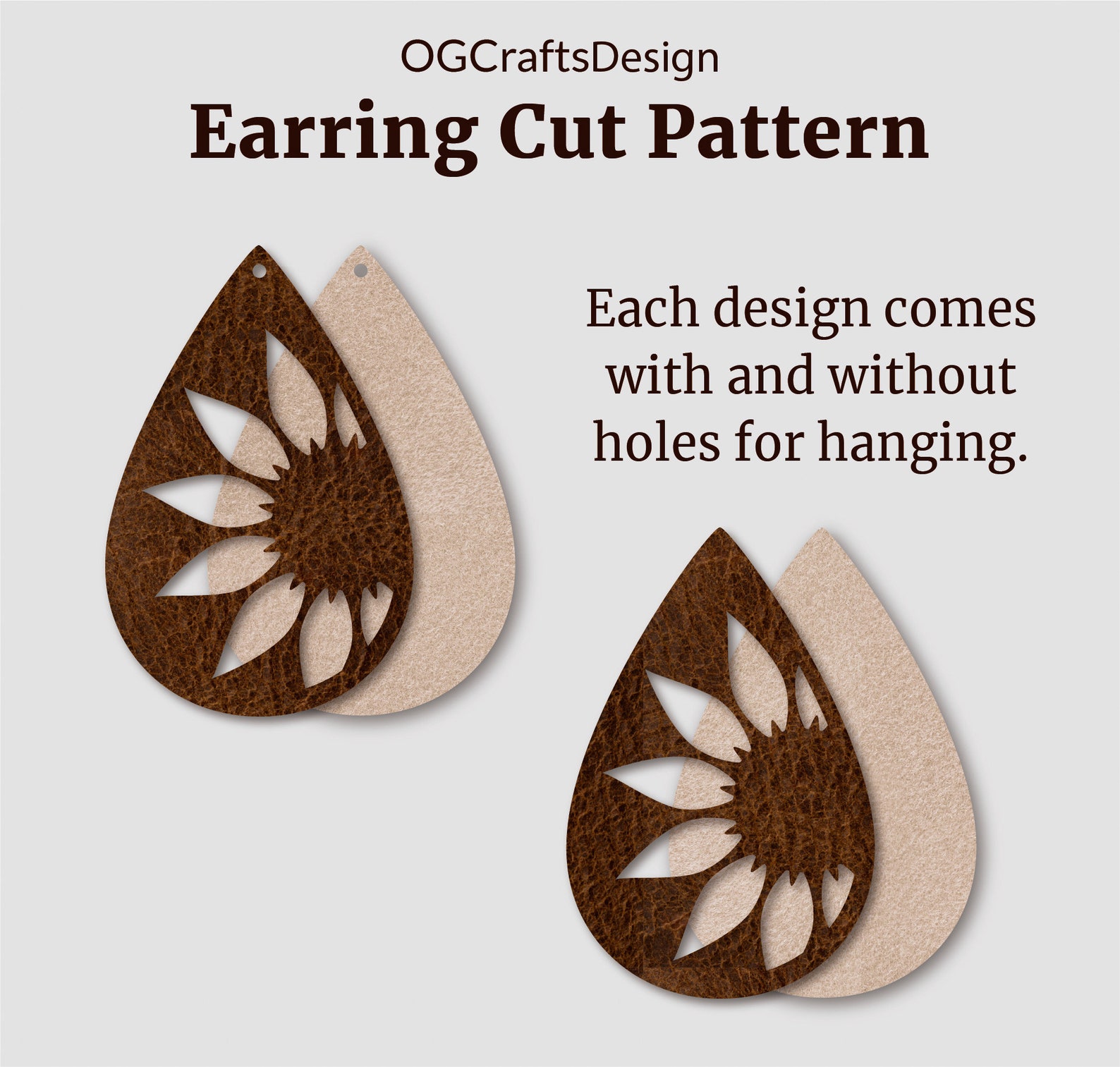 Sunflower Earring SVG Bundle Faux Leather or Wooden Earring Etsy