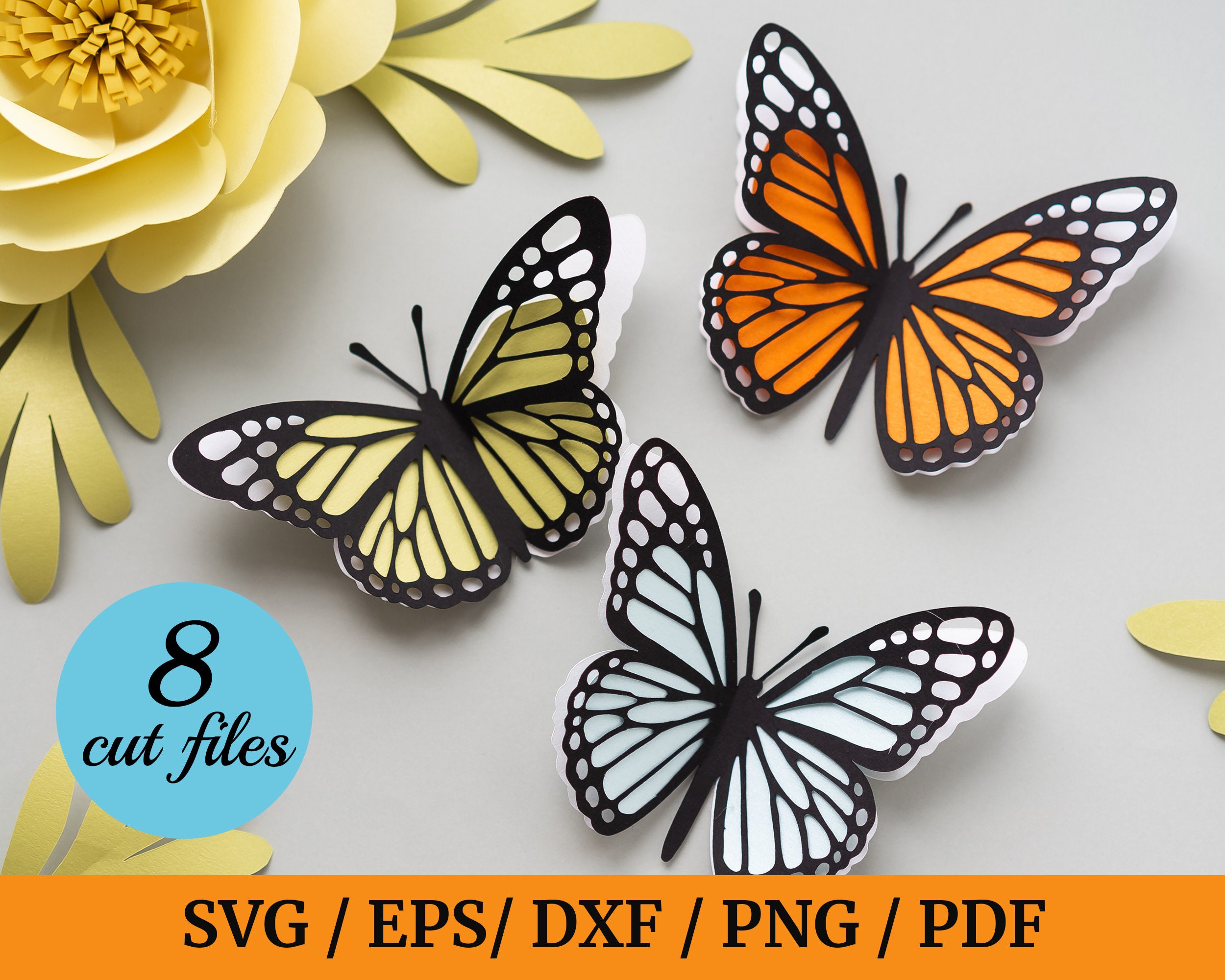 Butterfly SVG 3D Butterfly SVG Monarch Butterfly PNG | Etsy