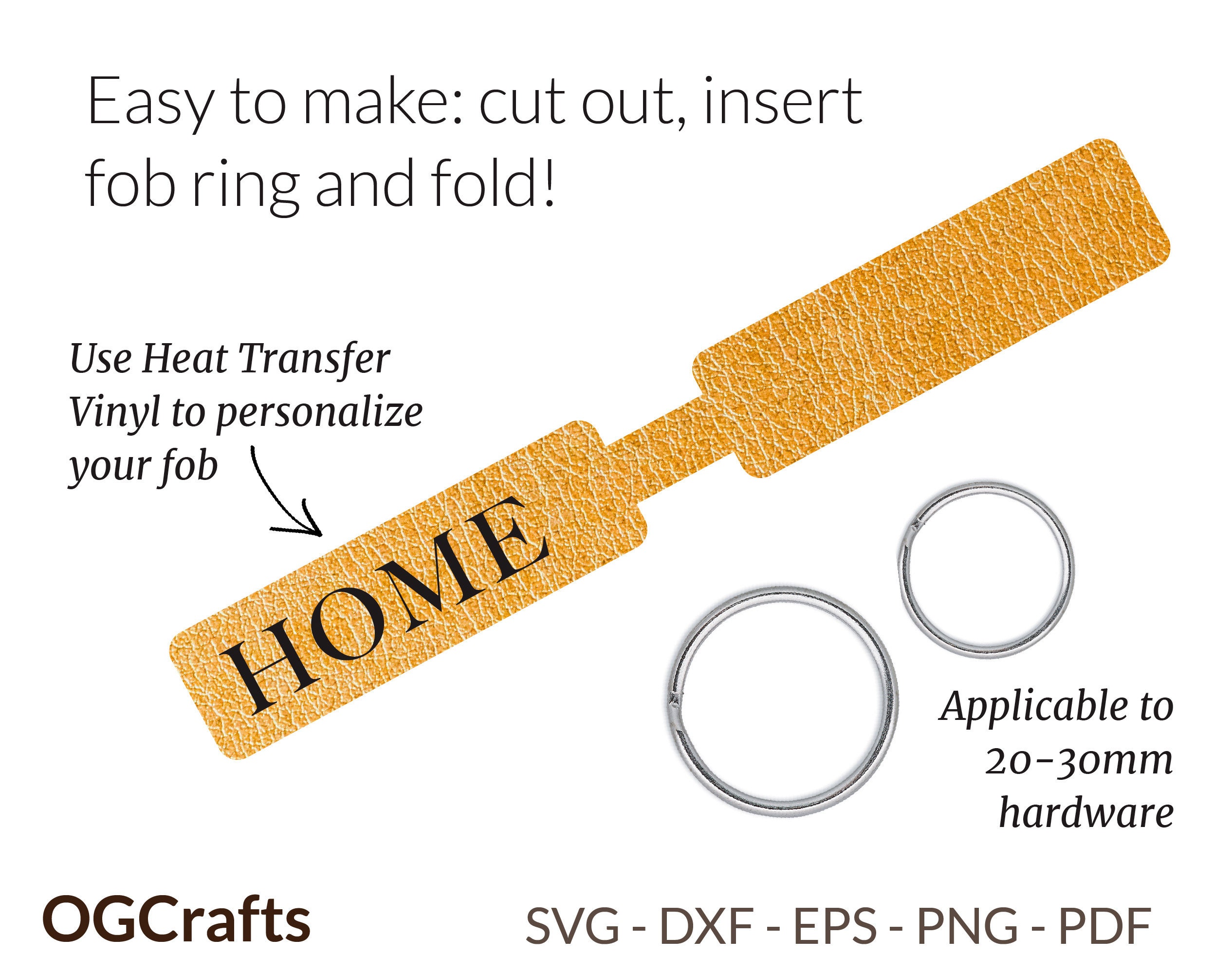 Key Fob SVG Keychain Template Faux Leather SVG Bundle | Etsy